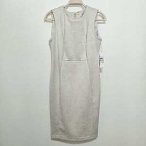 Calvin Klein NWT Womens Faux Suede Dress Sleeveless Corpcore MSRP $129 Cream 8 M